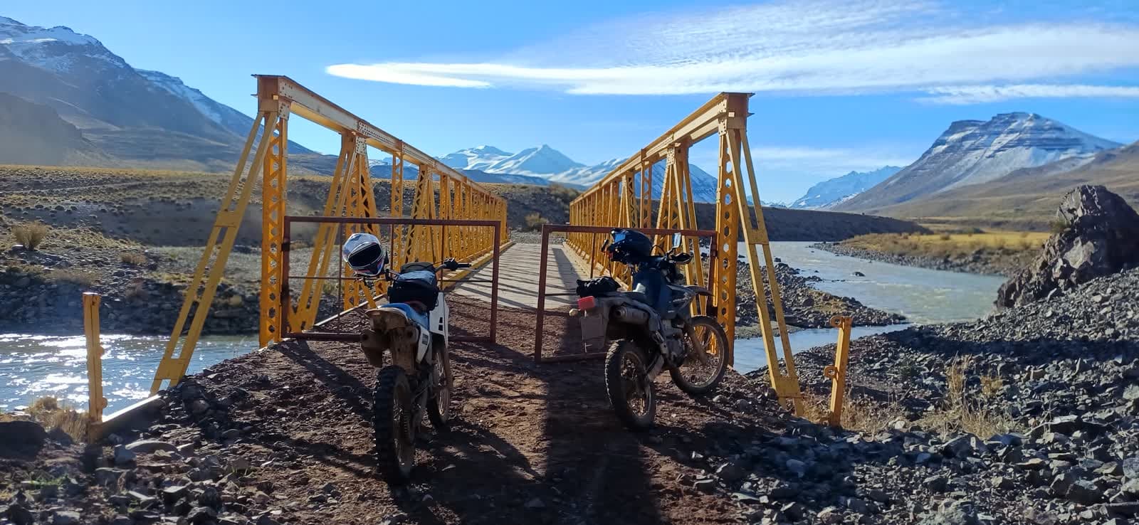 Moto On/Off team riding a gravel route in Argentina